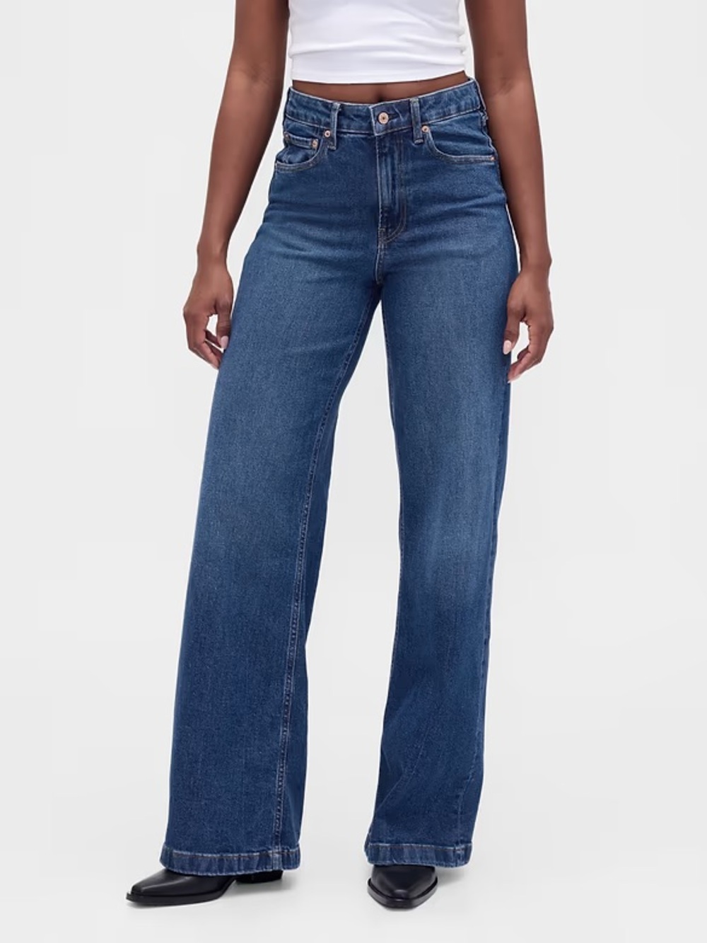 Gap Curvy High Rise Stride Wide-Leg Jeans
